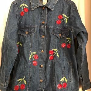 Jean jacket with cherries